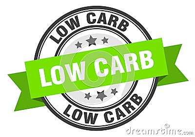 low carb label sign. round stamp. band. ribbon Vector Illustration