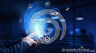 Low Code software development platform technology concept Stock Photo