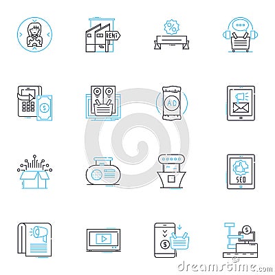 Low-cost propaganda linear icons set. Ideology, Manipulation, Disinformation, Indoctrination, Subversion, Misinformation Vector Illustration