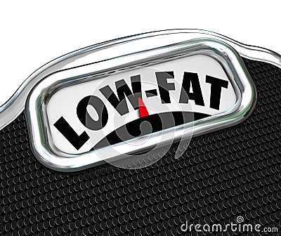 Low-Fat Words Scale Nutritional Food Choice Snacks Stock Photo