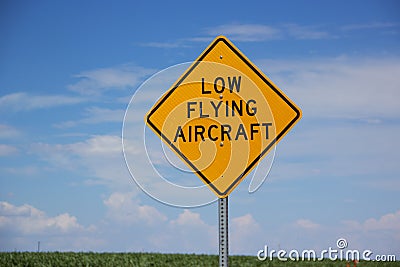 Low flying aircraft sign Stock Photo