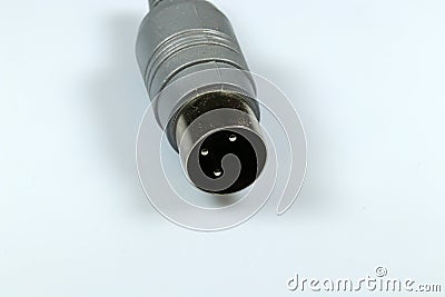 Low frequency three-pin connector for audio equipment. Stock Photo