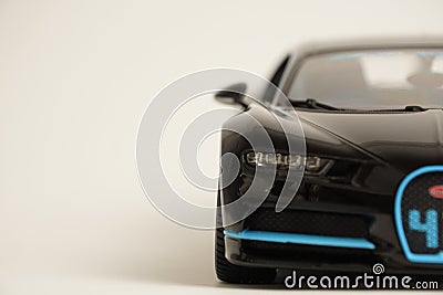 Low front view of toy Bugatti Chiron sports car Editorial Stock Photo