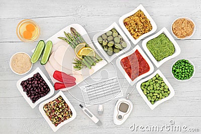 Low Glycemic Diabetic Food with Testing Devices Stock Photo