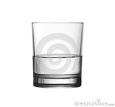 Low half full glass of water isolated with clipping path Stock Photo