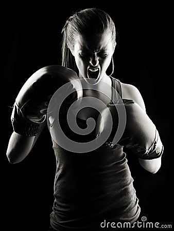 Low key female boxer Stock Photo