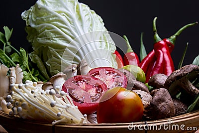 Low key of Ingredients of Thai spicy food Stock Photo