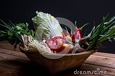 Low key of Ingredients of Thai spicy food Stock Photo