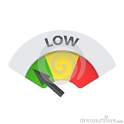 Low level risk gauge vector icon. Vector Illustration