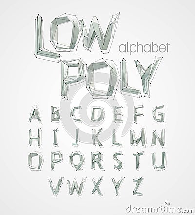 Low poly alphabet font. Vector illustration Vector Illustration