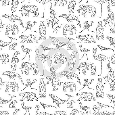 Seamless pattern with polygon animals Vector Illustration