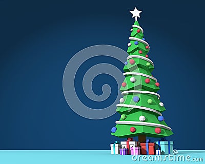 Low poly christmas scene Stock Photo