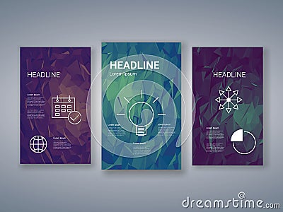 Low poly colorful background set with business Vector Illustration