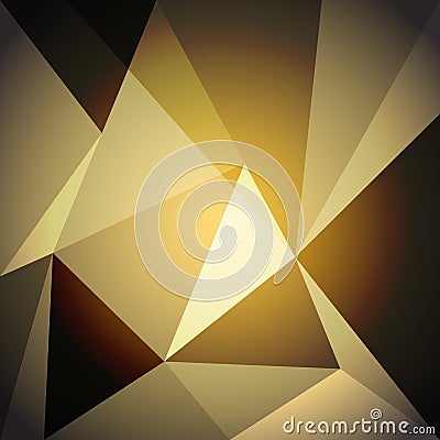 Low poly design element on gold gradient background Vector Illustration