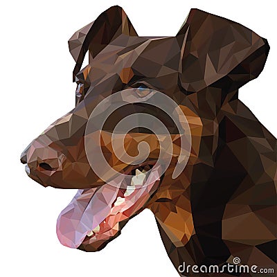 Low Poly. Doberman portrait. Vector Vector Illustration