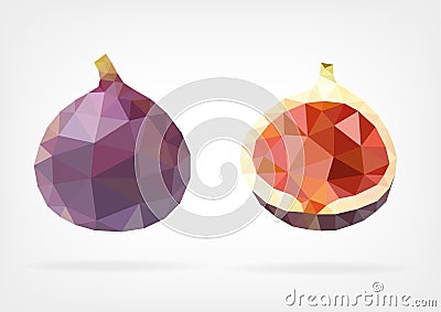 Low Poly Fig fruit Vector Illustration