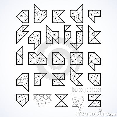 Low poly font, alphabet Vector Illustration