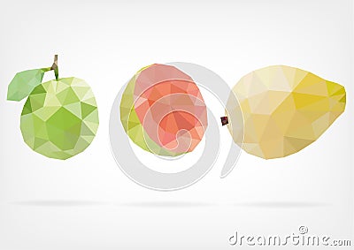 Low Poly Guava fruit Vector Illustration