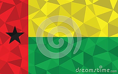 Low poly Guinea Bissau flag vector illustration. Triangular Guinean flag graphic. Guinea Bissau country flag is a symbol of Vector Illustration