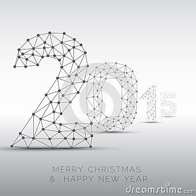 Low poly Happy New Year 2015 vector card Vector Illustration