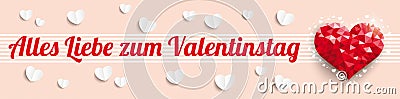 Low Poly Heart Valentinestag Header Vector Illustration