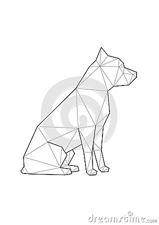 Low poly illustrations of dogs. Pitbull terrier sitting. Vector Illustration