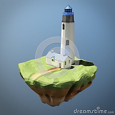 Low poly image of a lighthouse. 3d rendering Stock Photo