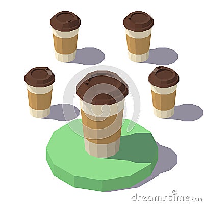 Low poly Isometric Coffee Cup Vector Illustration