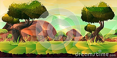 Low poly landscape. . Illustration for your design Vector Illustration