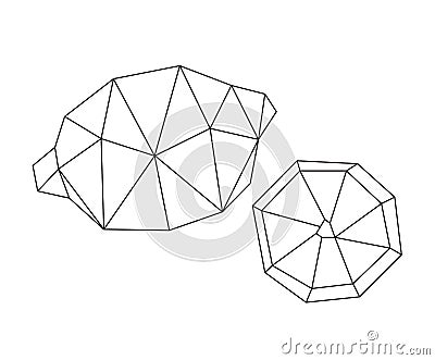 Low poly lemon fruit isolated on white. Decorative geometric triangle lemon. Icon for tattoo design. Vector Illustration