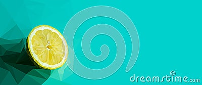 Low poly lemon on light blue background Stock Photo