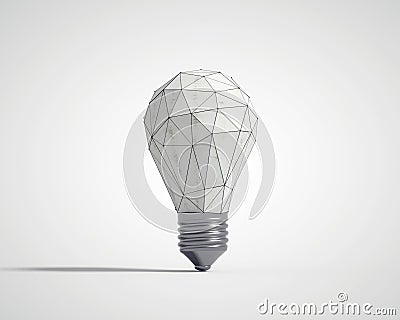 Low poly light bulb on white background Cartoon Illustration