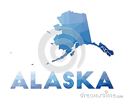 Low poly map of Alaska. Vector Illustration