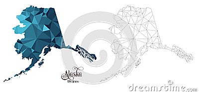 Low Poly Map of Alaska State USA. Polygonal Shape Vector Illustration Vector Illustration