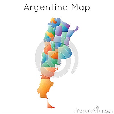 Low Poly map of Argentina. Vector Illustration