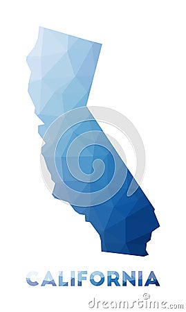 Low poly map of California. Vector Illustration