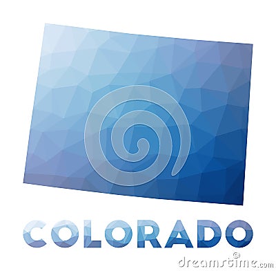 Low poly map of Colorado. Vector Illustration