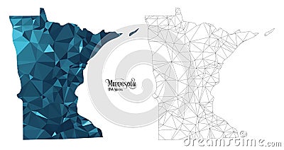 Low Poly Map of Minnesota State USA. Polygonal Shape Vector Illustration Vector Illustration