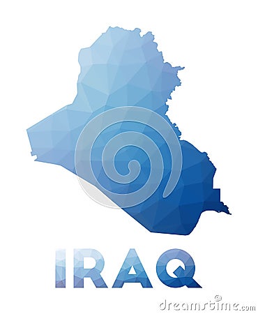 Low poly map of Republic of Iraq. Vector Illustration