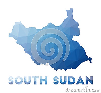 Low poly map of South Sudan. Vector Illustration
