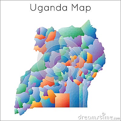 Low Poly map of Uganda. Vector Illustration