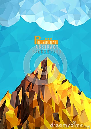 Low poly mountain with blue sky BG Vector Illustration