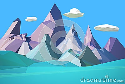 Low poly mountain landscape Stock Photo