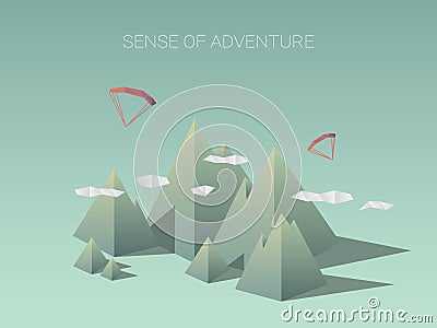 Low poly mountain landscapes. Modern geometric Vector Illustration