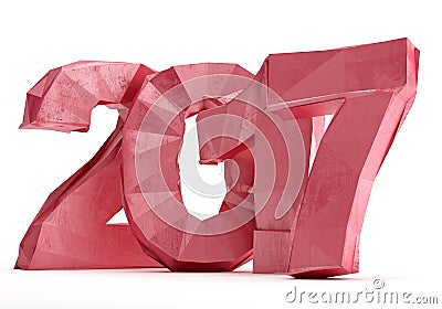 Low poly 2017 New year digits isolated on white background Stock Photo