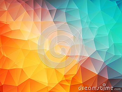 Low poly orange blue background Vector Illustration