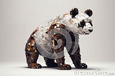 Low poly origami panda isolated on white background. 3d rendering generative ai Stock Photo