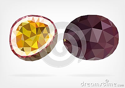 Low Poly Passion Fruit or Maracuja Vector Illustration