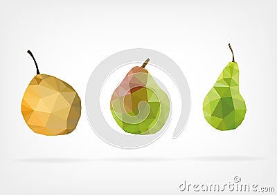 Low Poly Pear fruit Vector Illustration