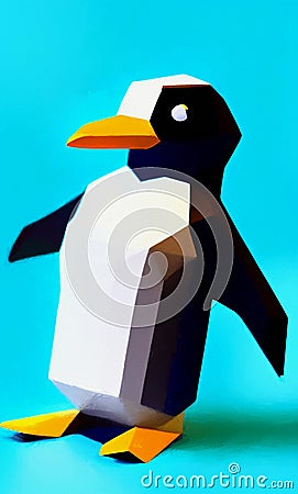 Low poly penguin - stylized digital art Stock Photo